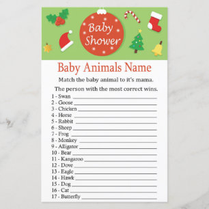 Weihnachts Baby Tiere Name Spiel Babydusche