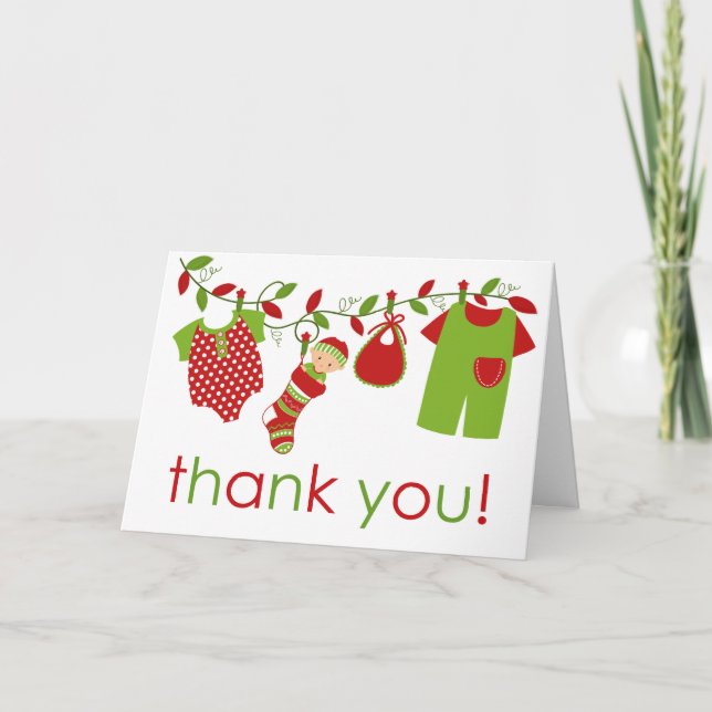 Weihnachts Baby Wäsche Junge Danke Karte (Vorderseite)