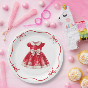 Weihnachts-Babyparty Weihnachtsmann-Kleidung Rot Pappteller