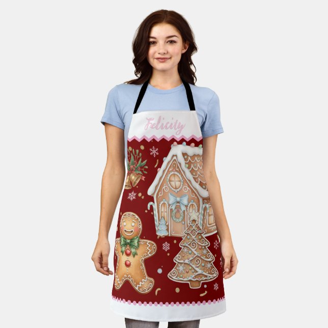 Weihnachts-Backschürze, Lebkuchenmann, Haus  Schürze (Getragen)