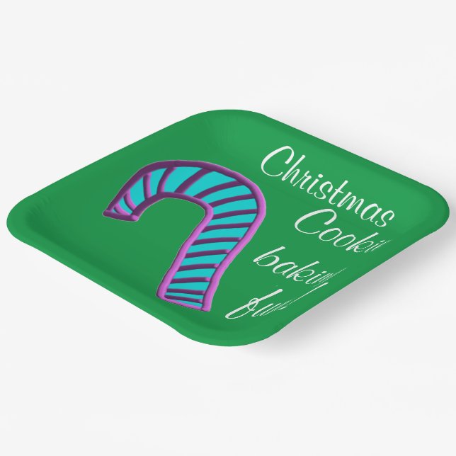 Weihnachts Backspass Blue Pink Candy Cane Pappteller (Gewinkelt)
