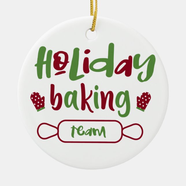 Weihnachts-Backteam Weihnachten Oven Mitte Rot Grü Keramik Ornament (Vorne)