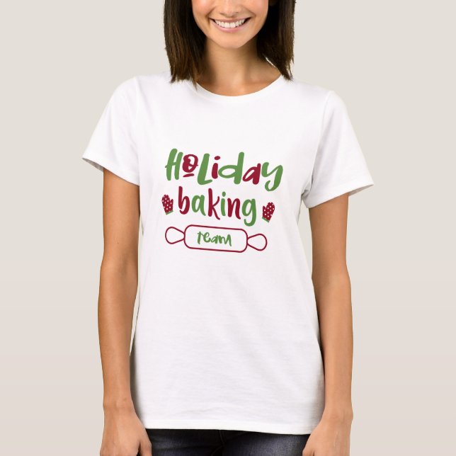 Weihnachts-Backteam Weihnachten Oven Mitte Rot Grü T-Shirt (Vorderseite)
