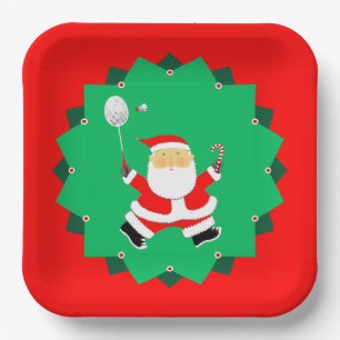 Weihnachts-Badminton Pappteller