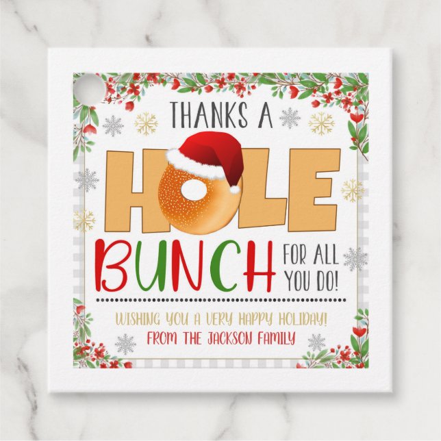 Weihnachts-Bagel-Geschenk-Tag Geschenkanhänger (Vorderseite)