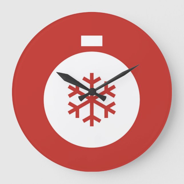 Weihnachts-Ball Red Large Clock Große Wanduhr (Vorderseite)