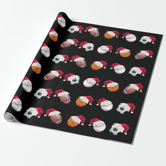 Weihnachts-Baller Sport Funny Santa Holiday Wrappi Geschenkpapier (Ungerollt)