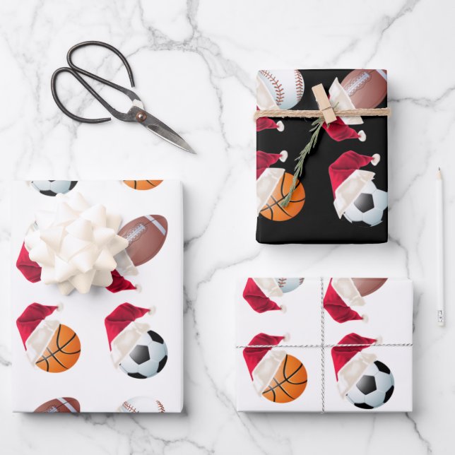 Weihnachts-Baller-Sport Funny Weihnachtsfest Set Geschenkpapier Set (Vorderseite)