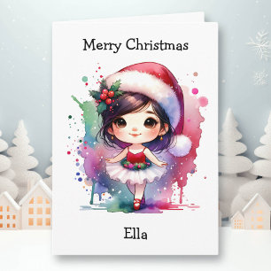 Weihnachts Ballerina Farbenspiel Girl Karte
