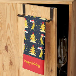 Weihnachts-Bananen-Muster Geschirrtuch