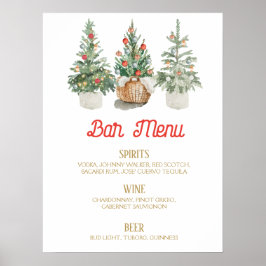 Weihnachts-BAR MENU signalisieren Kiefern Poster