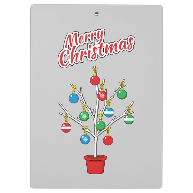 Weihnachts-Bare-Branch Tree - Frohe Weihnachten Klemmbrett (Rückseite)