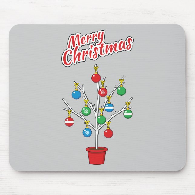 Weihnachts-Bare-Branch Tree - Frohe Weihnachten Mousepad (Vorne)