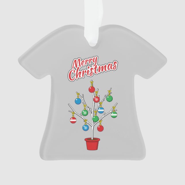 Weihnachts-Bare-Branch Tree - Frohe Weihnachten Ornament (Vorderseite)