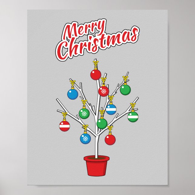 Weihnachts-Bare-Branch Tree - Frohe Weihnachten Poster (Vorne)