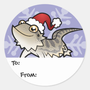 Weihnachts-Bartagame / Rankins Drache Runder Aufkleber