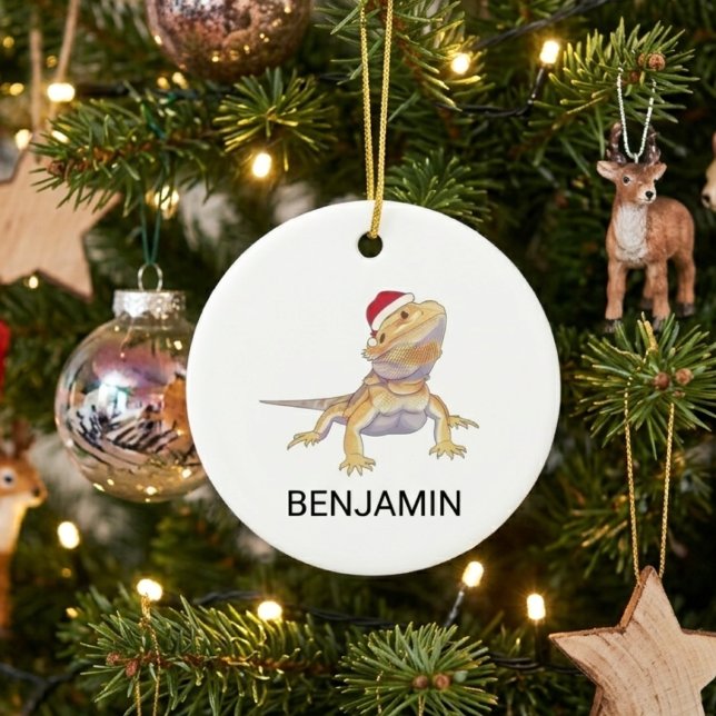 Weihnachts-Bartagame-Santa-Hut Keramik Ornament (Von Creator hochgeladen)