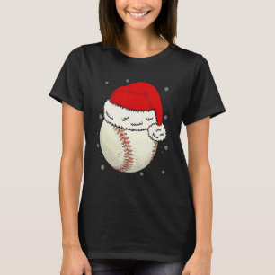 Weihnachts-Baseball-Ball-Santa-Hut-Xmas-Jungen-Fän T-Shirt