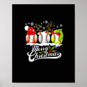 Weihnachts Baseball Ball Weihnachtsmannmütze Elf R Poster