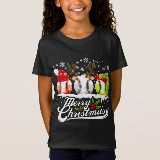 Weihnachts Baseball Ball Weihnachtsmannmütze Elf R T-Shirt (Vorderseite)