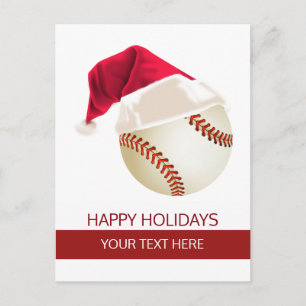 Weihnachts-Baseball-Ball-Weihnachtsmannmütze Postk Feiertagspostkarte