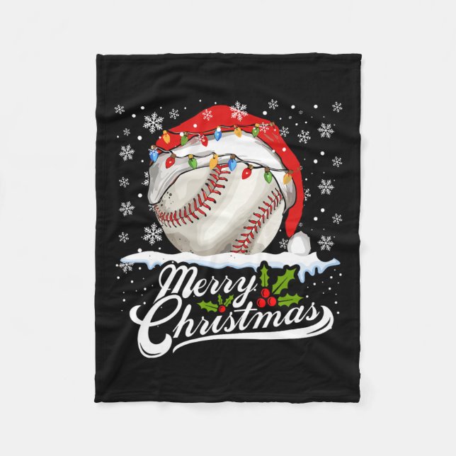 Weihnachts Baseball Ball Weihnachtsmannmütze Xmas  Fleecedecke (Vorderseite)