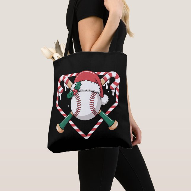 Weihnachts Baseball Candy Cane Fledermäuse Santa H (Von Nahem)
