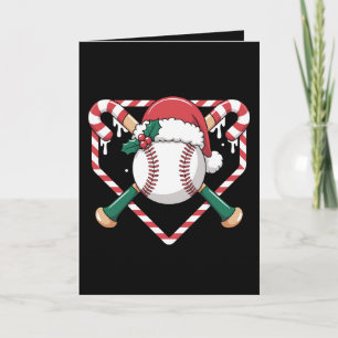 Weihnachts Baseball Candy Cane Fledermäuse Santa H Karte