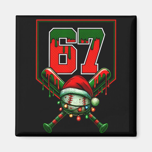 Weihnachts-Baseball-Drip Nummer 67 Spieler oder 67 Magnet (Vorne)