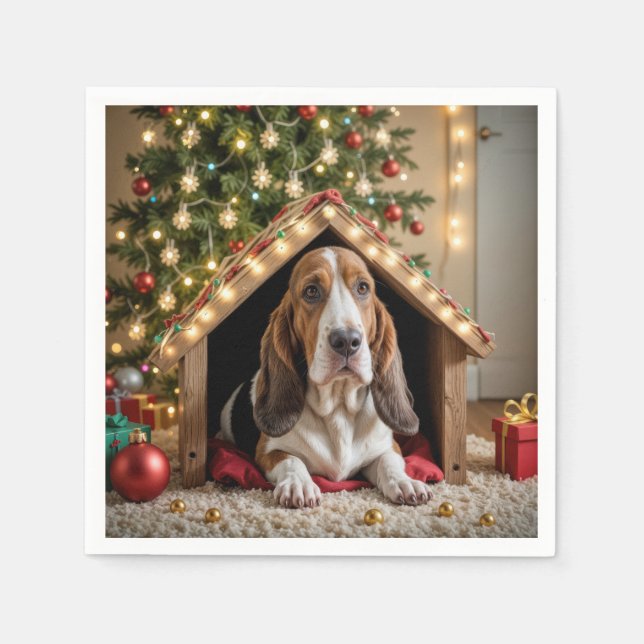 Weihnachts-Baseball in einem Doghouse Serviette (Vorderseite)