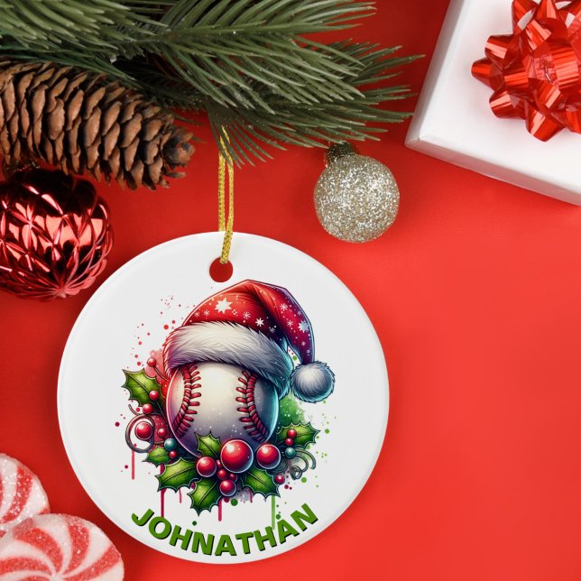 Weihnachts-Baseball-Individuelle Name mit Weihnach Keramik Ornament (Von Creator hochgeladen)