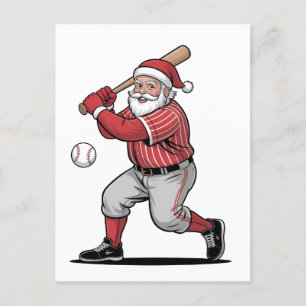 Weihnachts-Baseball Santa Claus Sport spielen Einladungspostkarte