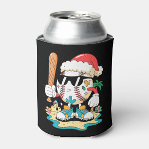 Weihnachts-Baseball-Santa-Hut-Schläger-Strand-Palm Dosenkühler