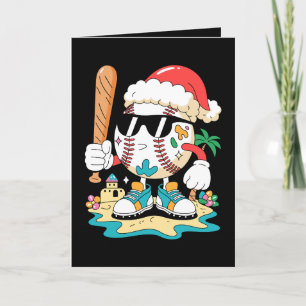 Weihnachts-Baseball-Santa-Hut-Schläger-Strand-Palm Karte
