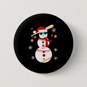 Weihnachts-Baseball-Snowman-Weihnachtsmannmütze Button