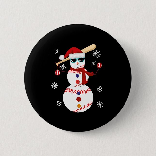 Weihnachts-Baseball-Snowman-Weihnachtsmannmütze Button (Vorderseite)