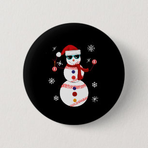 Weihnachts-Baseball-Snowman-Weihnachtsmannmütze Button