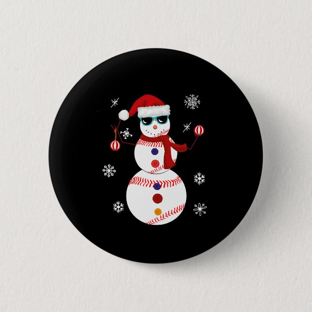 Weihnachts-Baseball-Snowman-Weihnachtsmannmütze Button (Vorderseite)