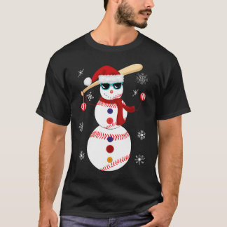 Weihnachts Baseball Snowman Weihnachtsmannmütze Ge T-Shirt