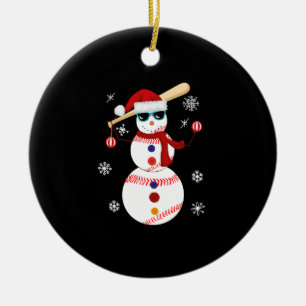 Weihnachts-Baseball-Snowman-Weihnachtsmannmütze Keramik Ornament