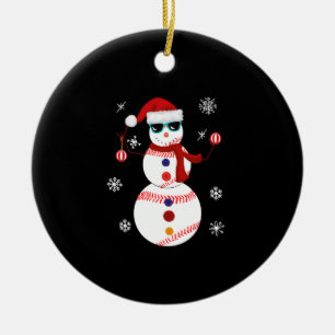 Weihnachts-Baseball-Snowman-Weihnachtsmannmütze Keramik Ornament