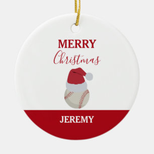 Weihnachts-Baseball-Sportball-Individuelle Name Keramik Ornament