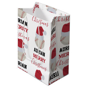 Weihnachts-Baseball-Sportball-Individuelle Name Mittlere Geschenktüte