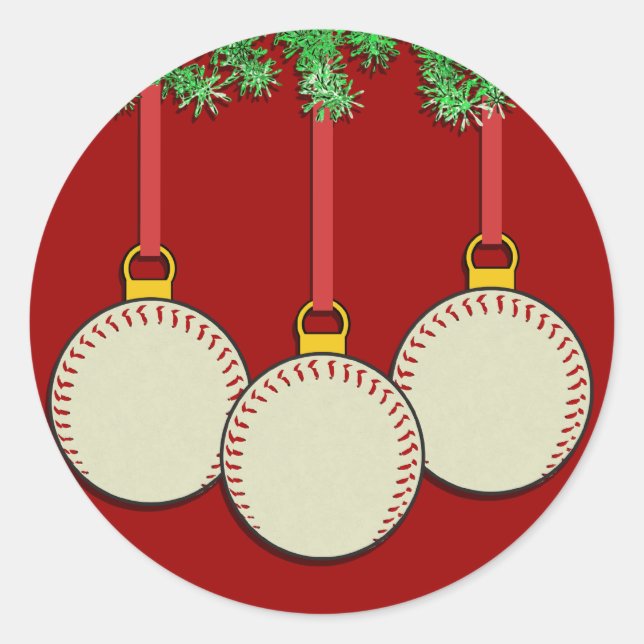 Weihnachts-Baseball-Stickers Runder Aufkleber (Vorderseite)