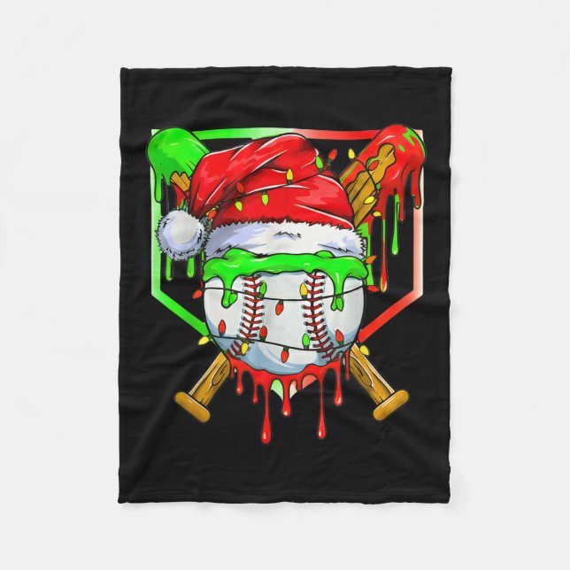 Weihnachts-Baseball-Tropfen für Boys Ice Tropfen B Fleecedecke (Vorderseite)