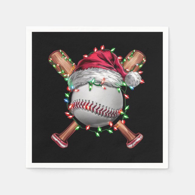 Weihnachts-Baseball Weihnachtsfeiertag Serviette (Vorderseite)