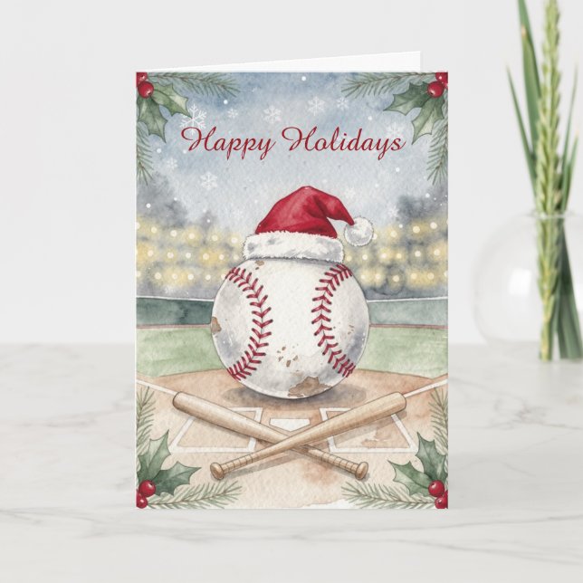 Weihnachts Baseball Weihnachtskarten Feiertagskarte (Vorderseite)