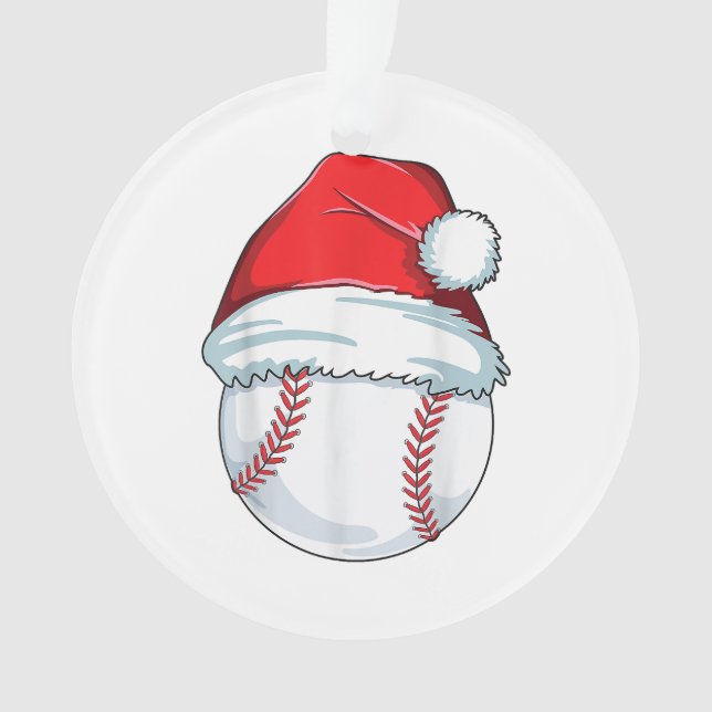 Weihnachts Baseball Weihnachtsmannmütze Ball Kinde Ornament (Vorderseite)