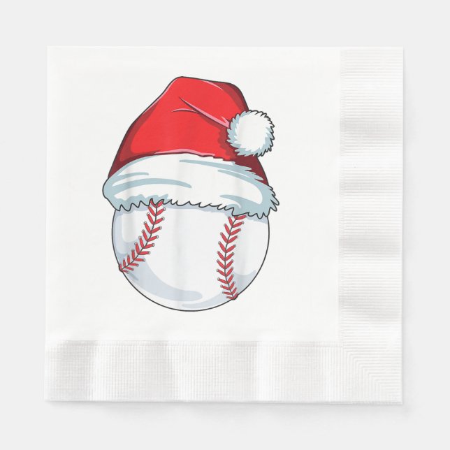 Weihnachts Baseball Weihnachtsmannmütze Ball Kinde Serviette (Vorderseite)
