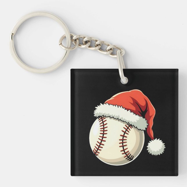 Weihnachts-Baseball-Weihnachtsmannmütze Funny Spor Schlüsselanhänger (Vorderseite)
